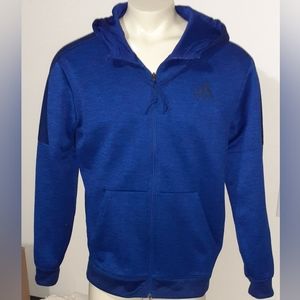 Adidas Full - Zip Mens Drawstring Hooded Fleece Lined Marl Track Jacket Size L